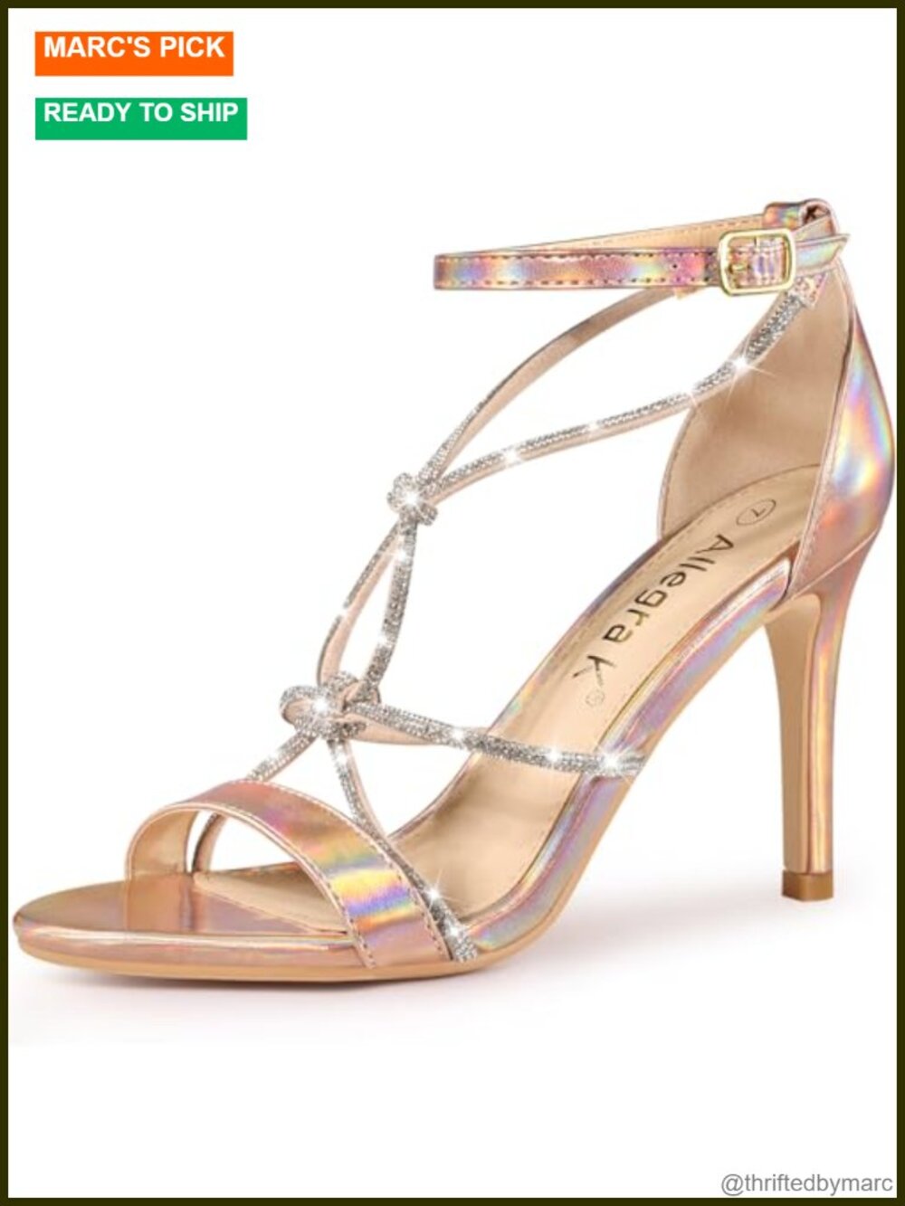 Rhinestone Knot Strap Stiletto Heel Sandals Open Toe Ankle Strap Faux Leather